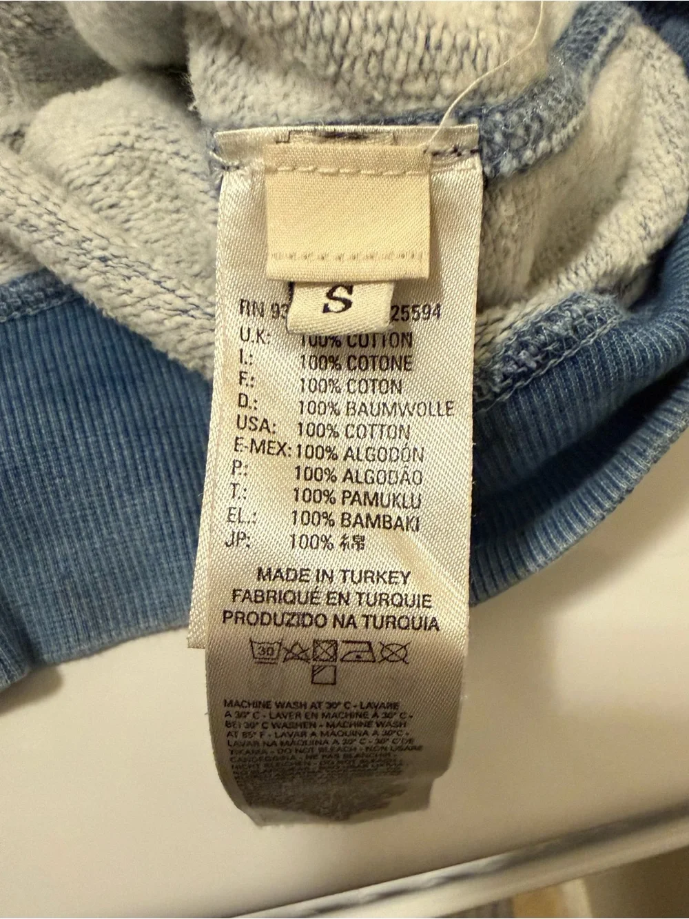 Diesel Men's Washed Indigo Embossed Logo Crewneck. 